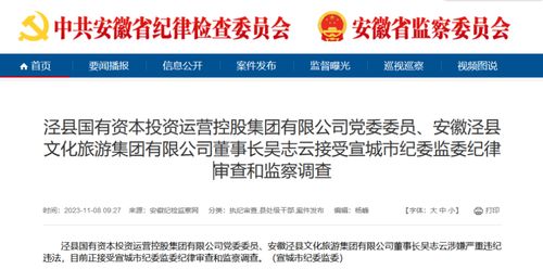 安徽一县文旅集团董事长因旅游管理问题被查 关于背后的启示与管理服务反思